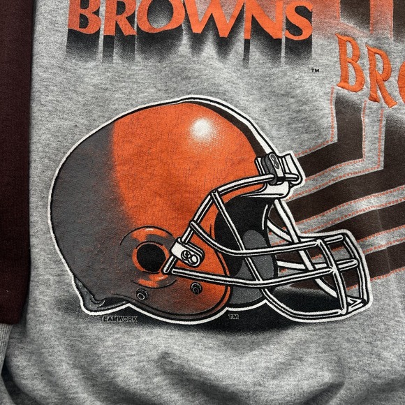 Vintage Cleveland Browns Sweatshirt Mens XL 90s Embroidered NFL MUSA Color Block - Picture 5 of 11